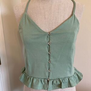 Sage Green Button down tank Size L Good Condition